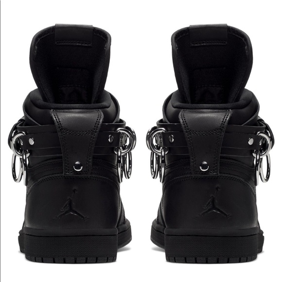 Comme Des Garçons x Nike Jordan 1 High Black Leather Sneakers - Picture 5 of 13